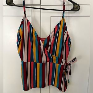 Guess bright stripe wrap multicolor tank top size small